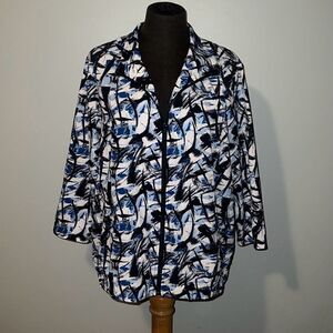 Christopher & Banks Womens Multicolor Abstract Full Zip Jacket